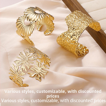 Atvērta regulējama rokassprādze no titāna tērauda, hidrauliski presēta virsma, svars 26 g, personīgs stils, rokassprādze kā aksesuārs