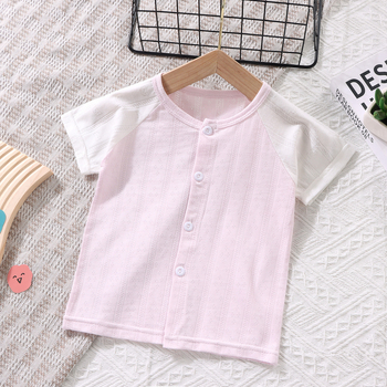 Bērnu kokvilnas vasaras īssrokā T-krekls ar V-veida kaklu 1–3 gadi