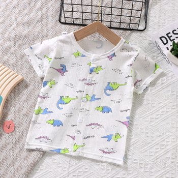 Bērnu kokvilnas vasaras īssrokā T-krekls ar V-veida kaklu 1–3 gadi