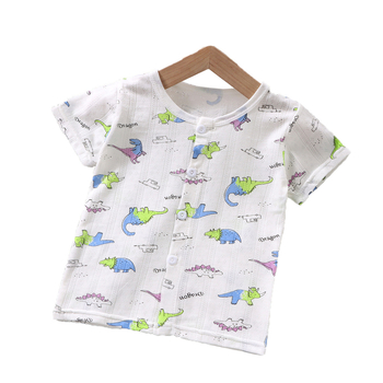 Bērnu kokvilnas vasaras īssrokā T-krekls ar V-veida kaklu 1–3 gadi