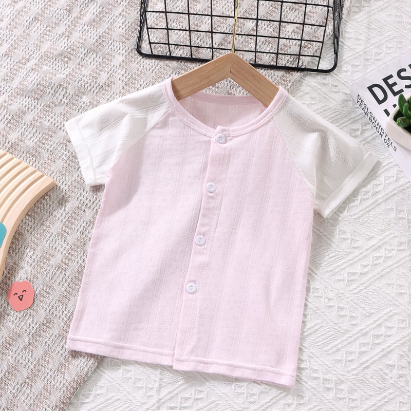 Bērnu kokvilnas vasaras īssrokā T-krekls ar V-veida kaklu 1–3 gadi