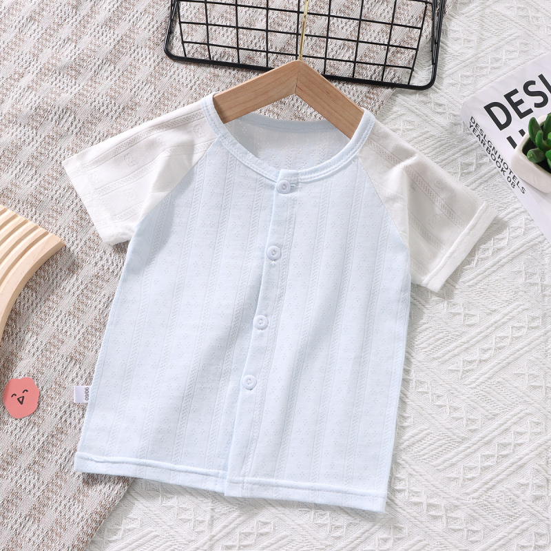 Bērnu kokvilnas vasaras īssrokā T-krekls ar V-veida kaklu 1–3 gadi