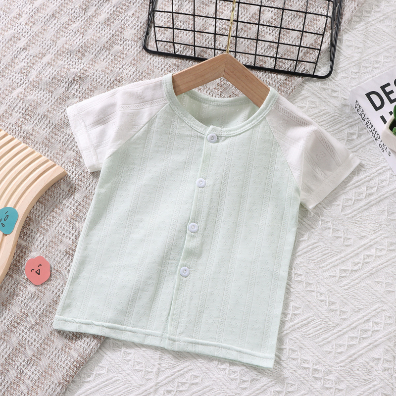 Bērnu kokvilnas vasaras īssrokā T-krekls ar V-veida kaklu 1–3 gadi