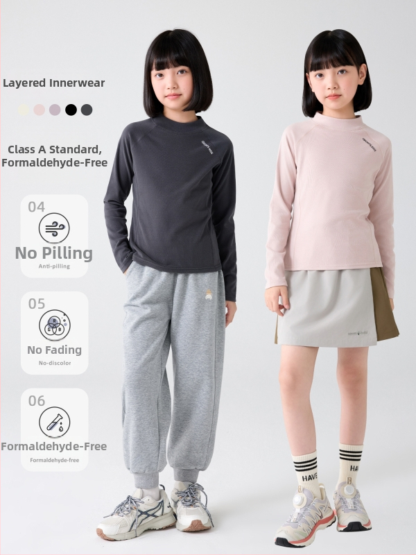 Dievčenský základný top s polovičnou vysokou golou, raglánové dlhé rukávy, pruhovaný vzor, 92% polyester, mäkký povrch