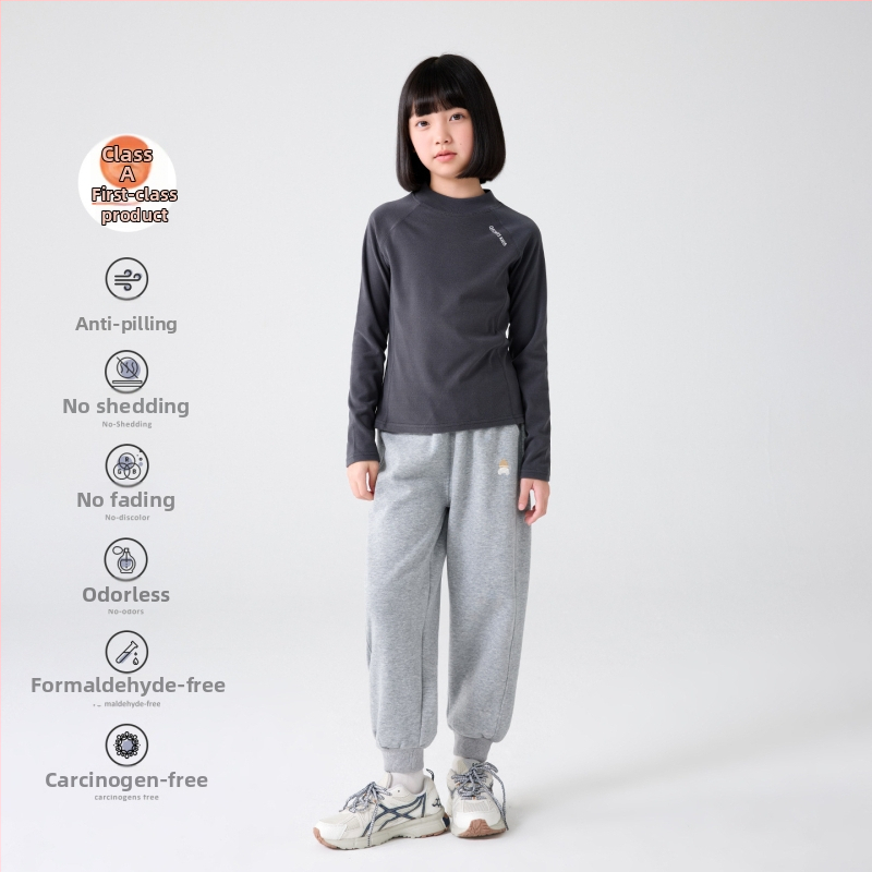 Mergaitėms skirtas pagrindinis marškinėliai su pusiau aukšta apykakle, raglano ilgos rankovės, dryžuotas raštas, 92% poliesteris, švelnus paviršius