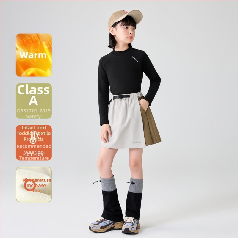 Mergaitėms skirtas pagrindinis marškinėliai su pusiau aukšta apykakle, raglano ilgos rankovės, dryžuotas raštas, 92% poliesteris, švelnus paviršius