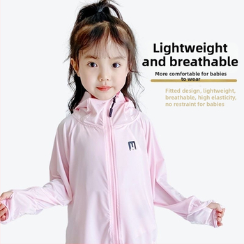 Детска UV защита Ice Silk с качулка, подплата от спандекс, за момичета на възраст 4–6 години