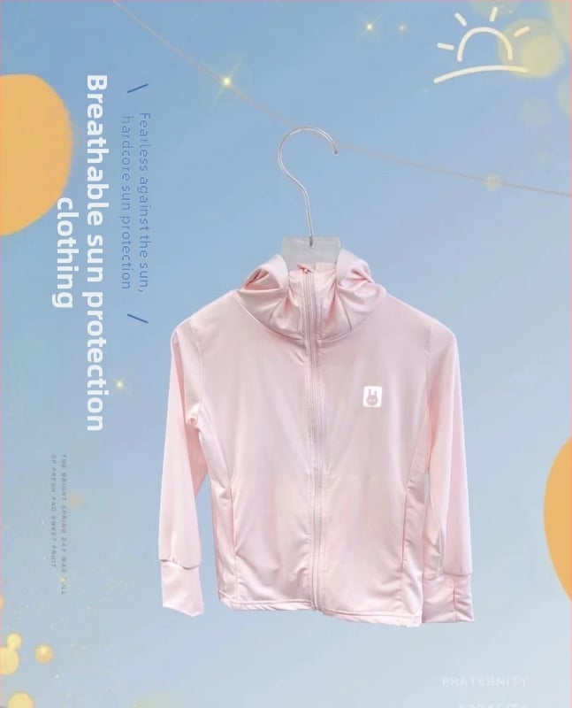 Детска UV защита Ice Silk с качулка, подплата от спандекс, за момичета на възраст 4–6 години