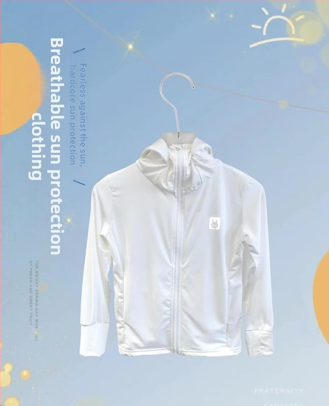 Детска UV защита Ice Silk с качулка, подплата от спандекс, за момичета на възраст 4–6 години