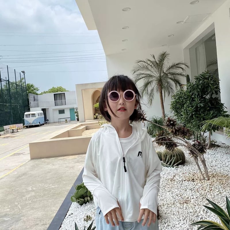 Детска UV защита Ice Silk с качулка, подплата от спандекс, за момичета на възраст 4–6 години