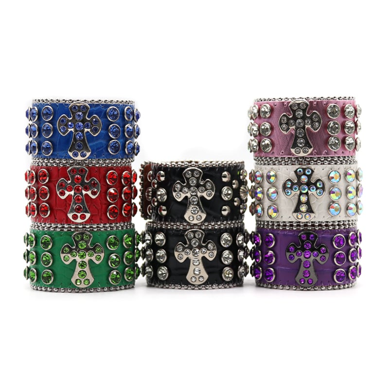 Krusta motīva rokassprādze ar inkrustētiem kristāliem - universāla, drukāts logotips, pielāgošana iespējama