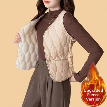 Sieviešu pūka-pamatu veste ar flīsa oderi, silta, gara versija, V kakla izgriezums, šaurs griezums