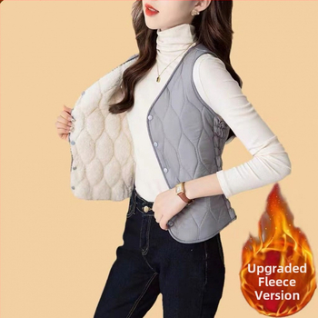 Sieviešu pūka-pamatu veste ar flīsa oderi, silta, gara versija, V kakla izgriezums, šaurs griezums