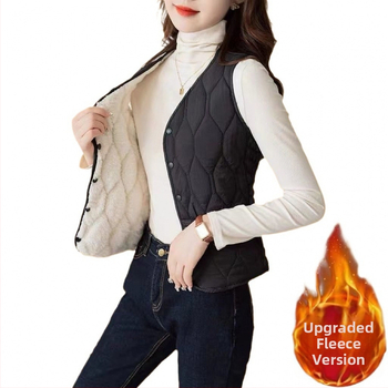 Sieviešu pūka-pamatu veste ar flīsa oderi, silta, gara versija, V kakla izgriezums, šaurs griezums