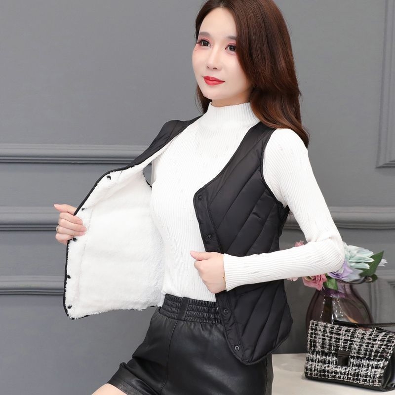 Sieviešu pūka-pamatu veste ar flīsa oderi, silta, gara versija, V kakla izgriezums, šaurs griezums