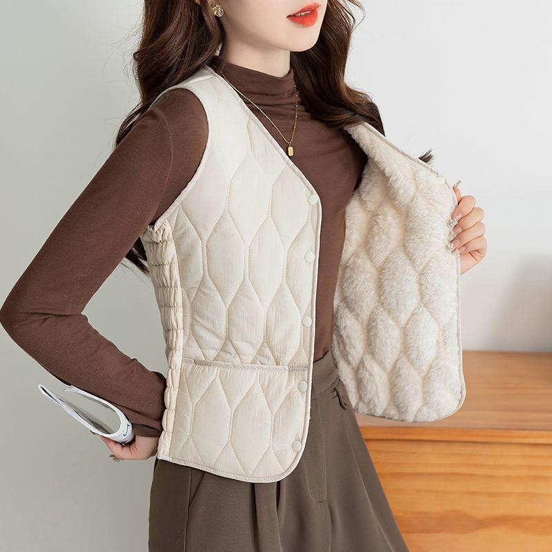 Sieviešu pūka-pamatu veste ar flīsa oderi, silta, gara versija, V kakla izgriezums, šaurs griezums