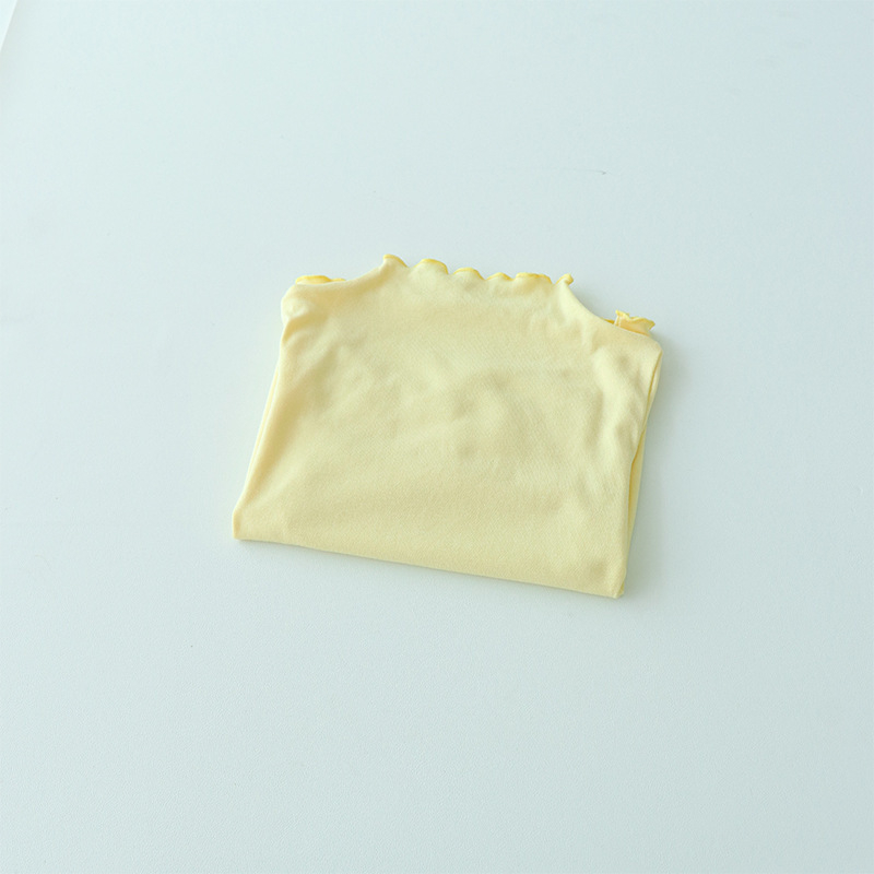 Bērnu T-krekls no modalā materiāla ar mežģīni pie augšējā apkakles, garas piedurknes, mitruma vadīšana, 3–8 gadiem.