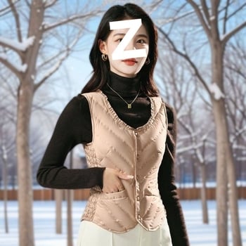 Sieviešu ultra īsa dūnu veste, bez piedurknēm, pildījums baltais pīļu dūns 81–85%