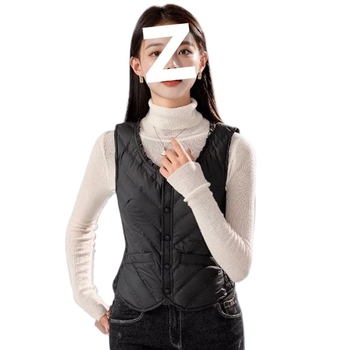 Sieviešu ultra īsa dūnu veste, bez piedurknēm, pildījums baltais pīļu dūns 81–85%