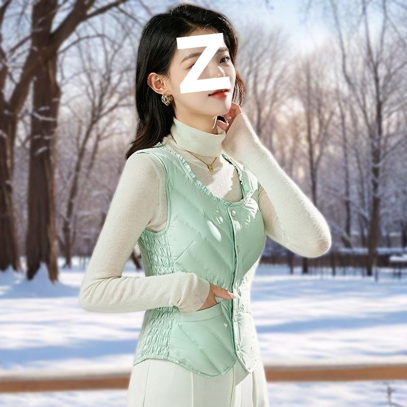 Sieviešu ultra īsa dūnu veste, bez piedurknēm, pildījums baltais pīļu dūns 81–85%