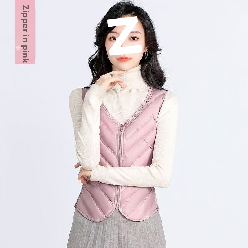 Sieviešu ultra īsa dūnu veste, bez piedurknēm, pildījums baltais pīļu dūns 81–85%