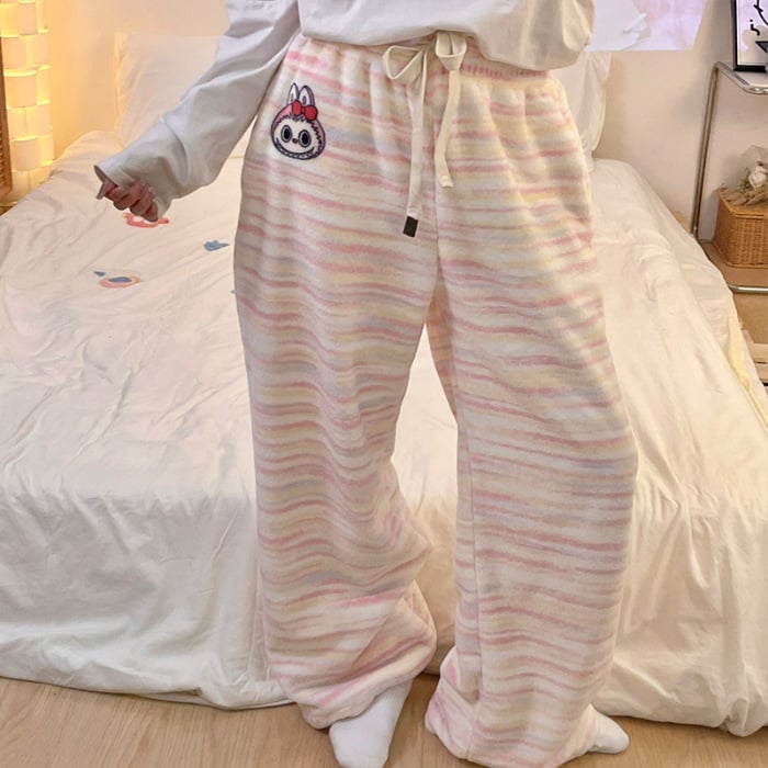 Naiste flanellist termilised pijamapüksid, paksud, 100% polüester, 181–200 g/m², vaba lõige