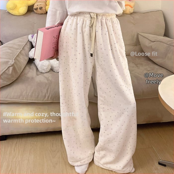 Naiste flanellist termilised pijamapüksid, paksud, 100% polüester, 181–200 g/m², vaba lõige