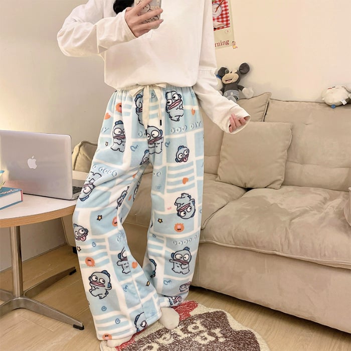 Naiste flanellist termilised pijamapüksid, paksud, 100% polüester, 181–200 g/m², vaba lõige