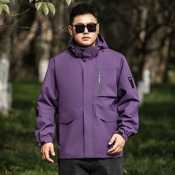 Meeste veekindel ja tuulekindel kapuutsiga jope, laia lõikega, tõmblukuga, sügisele