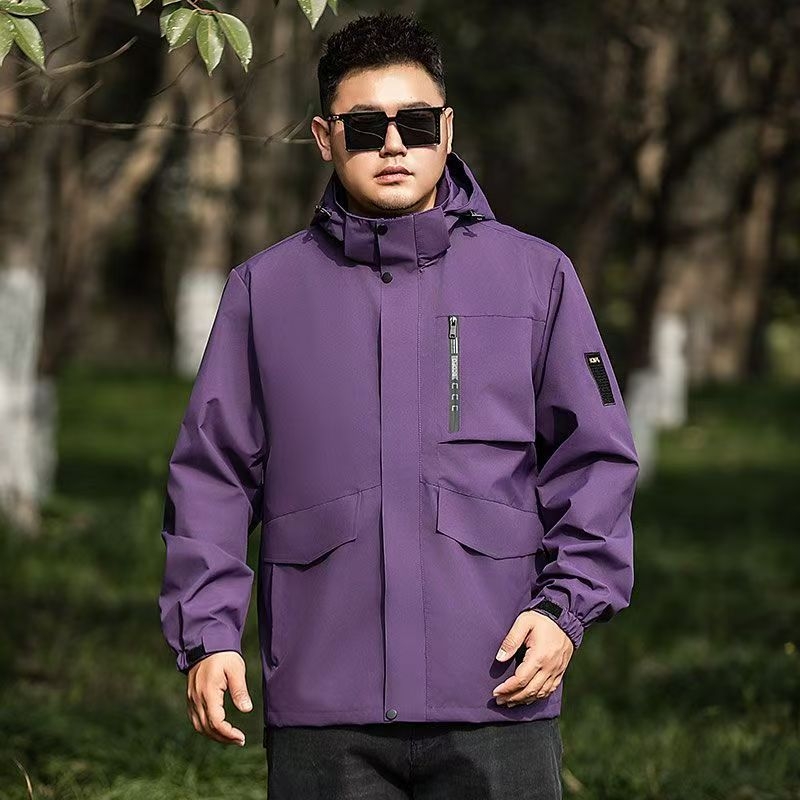 Meeste veekindel ja tuulekindel kapuutsiga jope, laia lõikega, tõmblukuga, sügisele