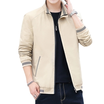 AD Puuvillane slim-fit jakk seiseva krae, tõmblukuga, polüestervooder, külgtaskud, kevad-sügiseks