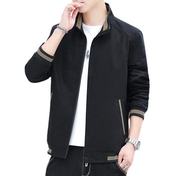 AD Puuvillane slim-fit jakk seiseva krae, tõmblukuga, polüestervooder, külgtaskud, kevad-sügiseks