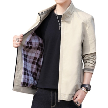 AD Puuvillane slim-fit jakk seiseva krae, tõmblukuga, polüestervooder, külgtaskud, kevad-sügiseks