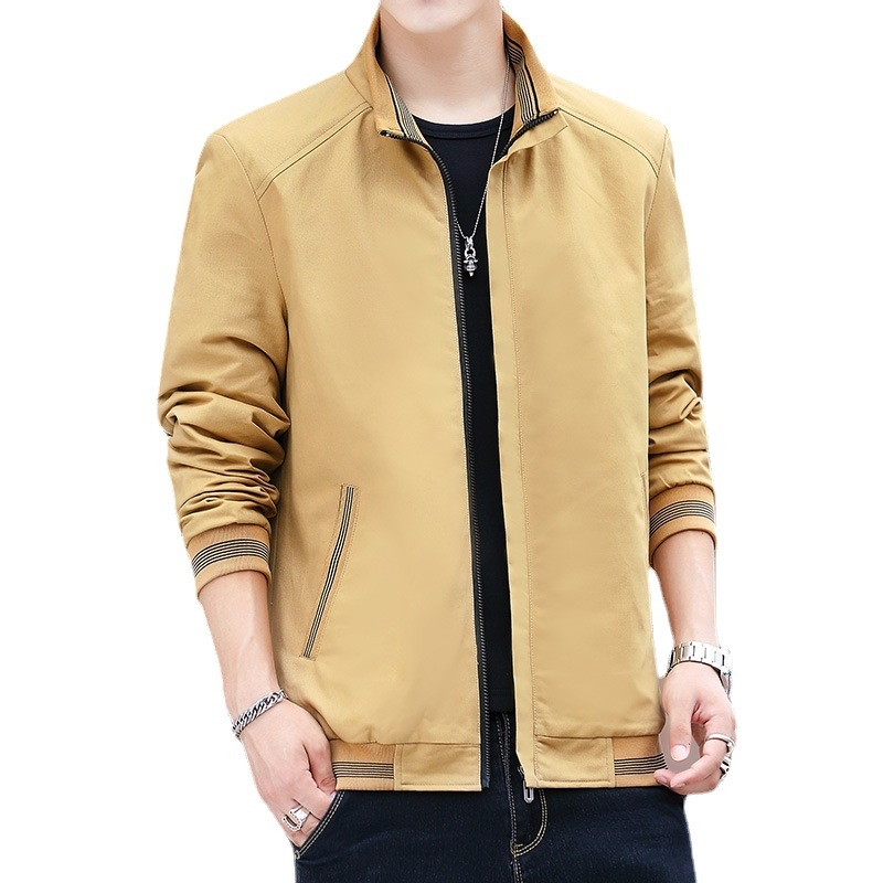 AD Puuvillane slim-fit jakk seiseva krae, tõmblukuga, polüestervooder, külgtaskud, kevad-sügiseks