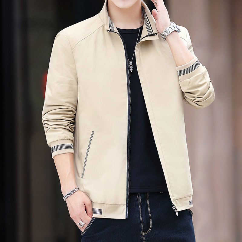 AD Puuvillane slim-fit jakk seiseva krae, tõmblukuga, polüestervooder, külgtaskud, kevad-sügiseks