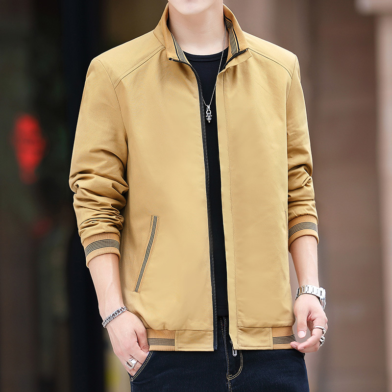 AD Puuvillane slim-fit jakk seiseva krae, tõmblukuga, polüestervooder, külgtaskud, kevad-sügiseks