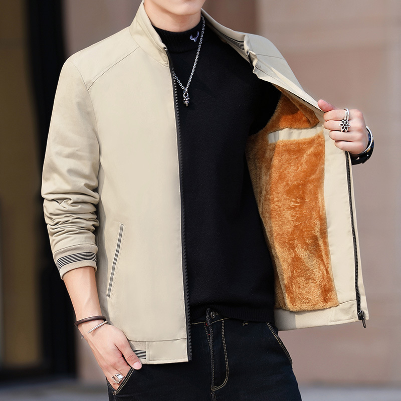 AD Puuvillane slim-fit jakk seiseva krae, tõmblukuga, polüestervooder, külgtaskud, kevad-sügiseks