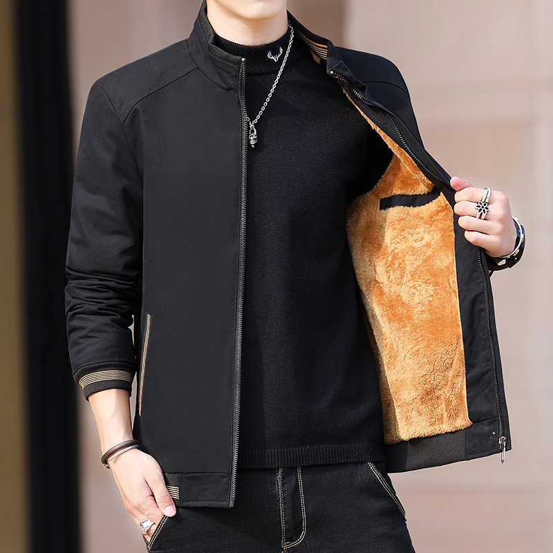 AD Puuvillane slim-fit jakk seiseva krae, tõmblukuga, polüestervooder, külgtaskud, kevad-sügiseks