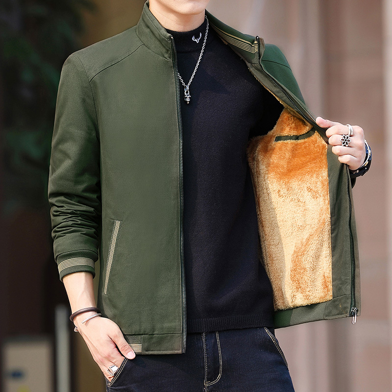 AD Puuvillane slim-fit jakk seiseva krae, tõmblukuga, polüestervooder, külgtaskud, kevad-sügiseks