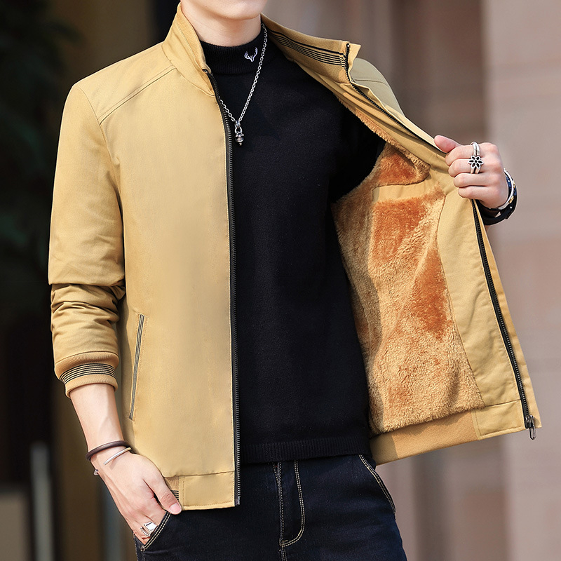 AD Puuvillane slim-fit jakk seiseva krae, tõmblukuga, polüestervooder, külgtaskud, kevad-sügiseks