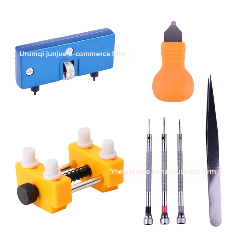 Hong Shijun pulksteņu remonta rīku komplekts – 8 gab., atvēršanas instruments aizmugurējā vāka baterijas nomaiņai, pulksteņa turētājs, divu ķepu atvērējs, mājas lietošanai