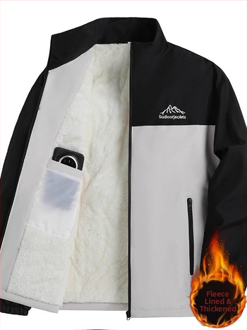 Meeste talvejope fleece voodriga, paks, standing-kaelaga, veekindel, tõmblukuga