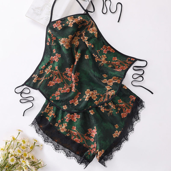 Pidžama od svile Mulberry, bez rukava, kratke hlače, ultratanka 81–100 g/m², print stil