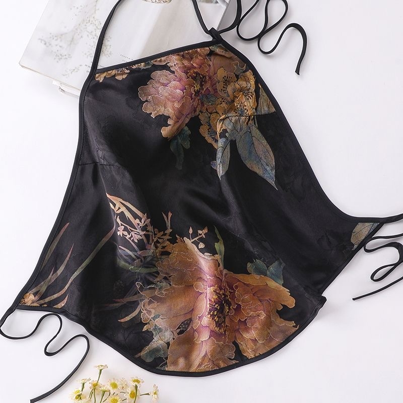 Pidžama od svile Mulberry, bez rukava, kratke hlače, ultratanka 81–100 g/m², print stil