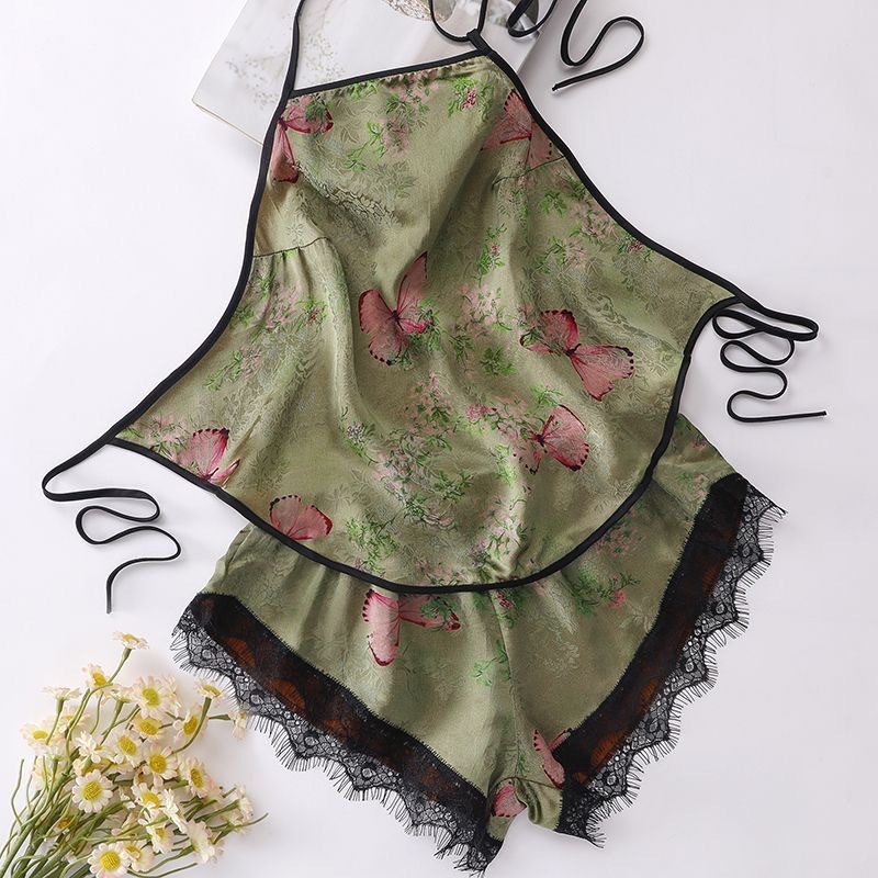 Pidžama od svile Mulberry, bez rukava, kratke hlače, ultratanka 81–100 g/m², print stil