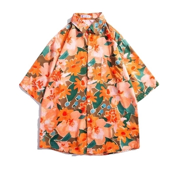 Vaikų kasdienė marškinėliai su gėlių raštu, laisvas kirpimas, trumpomis rankovėmis, 100% poliesteris