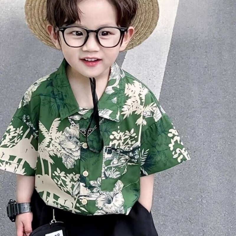 Vaikų kasdienė marškinėliai su gėlių raštu, laisvas kirpimas, trumpomis rankovėmis, 100% poliesteris