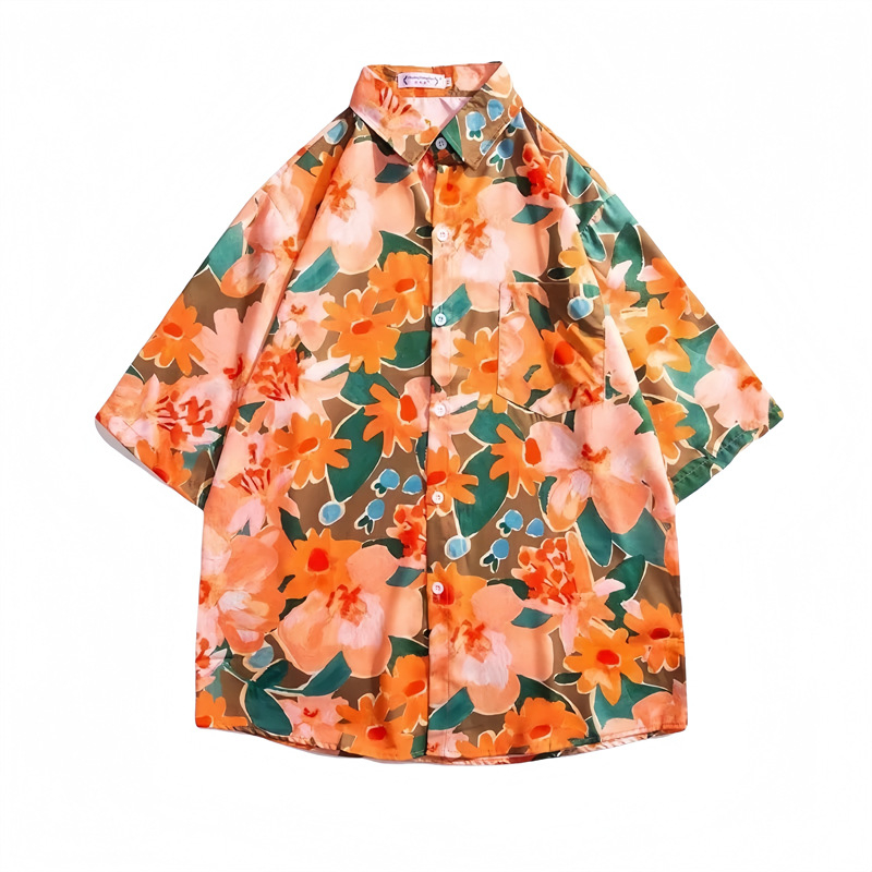 Vaikų kasdienė marškinėliai su gėlių raštu, laisvas kirpimas, trumpomis rankovėmis, 100% poliesteris