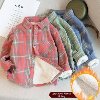 Vaikų marškiniai su fliso pamušalu, ilgos rankovės, kvadratinė apykaklė