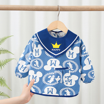 Medvilninė vaikiška bavetė su ilgomis rankovėmis, vandeniui atspari, unisex, 1–3 metų amžiaus